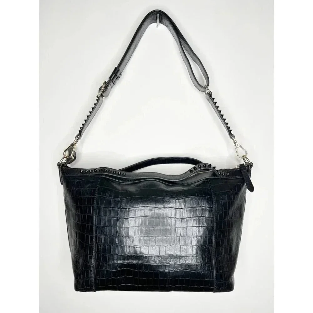 Cole Haan Rodarte Black Croc-Embossed Satchel purse - Picture 8 of 15